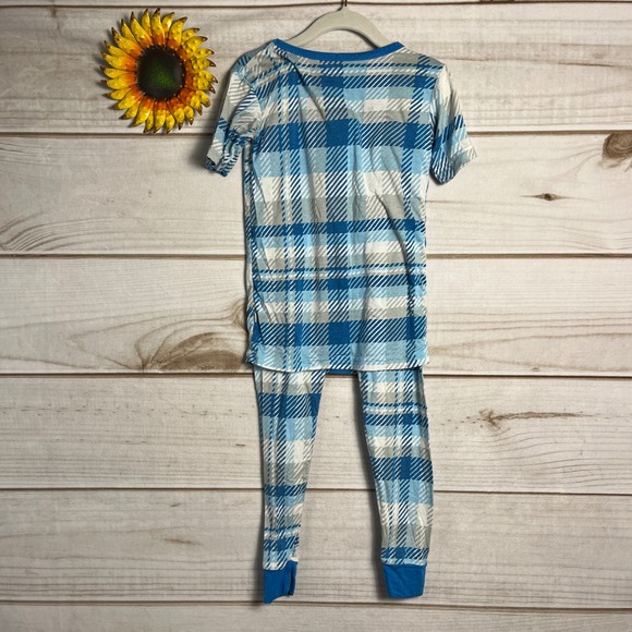 Little Sleepies Pajamas 4T Blueberry Plaid Bamboo Kids Sleepwear Set - Picture 2 of 7